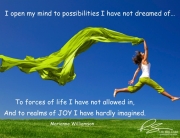 I open my mind to possibilites I have not dreamed of